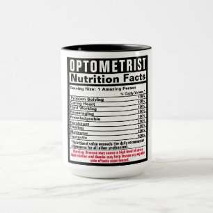 Caneca Optometrista Doutor Funny Nutritrition Facts Mug