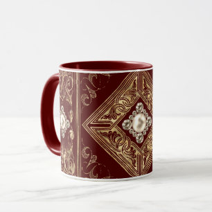 Caneca Opulsão do ornamentado Farinha vermelha e Dourad