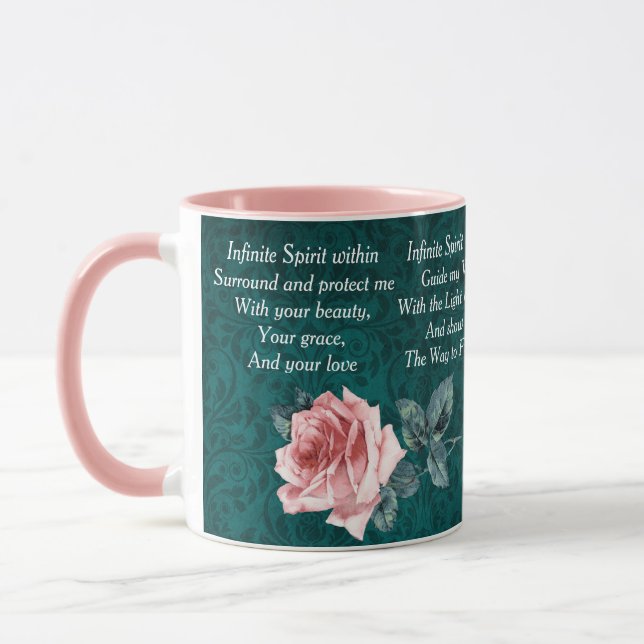 Caneca Oração da Manhã Rosa e Teal (Esquerda)