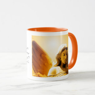 Caneca Oração da Serenidade Colorida Anjo Amarelo Dourado