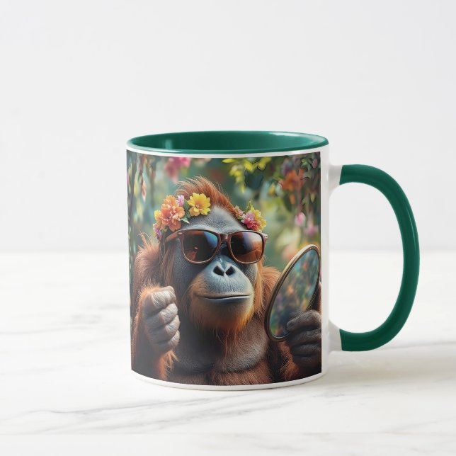 Caneca Orang-outan stylé avec lunettes de soleil. (Direita)