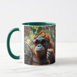 Caneca Orang-outan stylé avec lunettes de soleil.