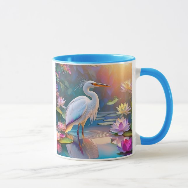 Caneca Orange Billed White Heron Fantasy Bird (Direita)