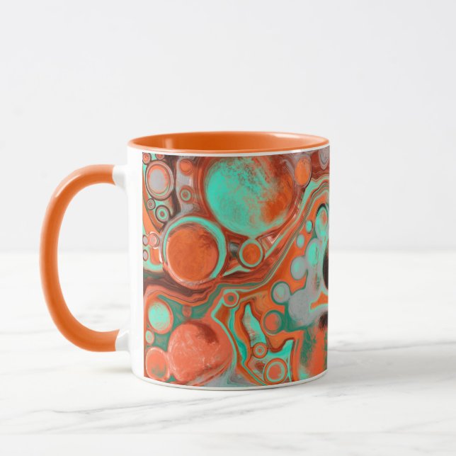 Caneca Orange Brown Abstrato Art moderno Café Mug (Esquerda)