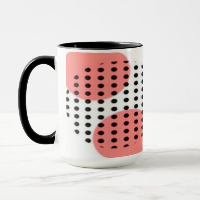 Caneca Orange Circles with Black Polka Dots pattern (Esquerda)