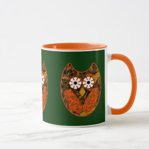 Caneca Orange Fractal Owl Mug
