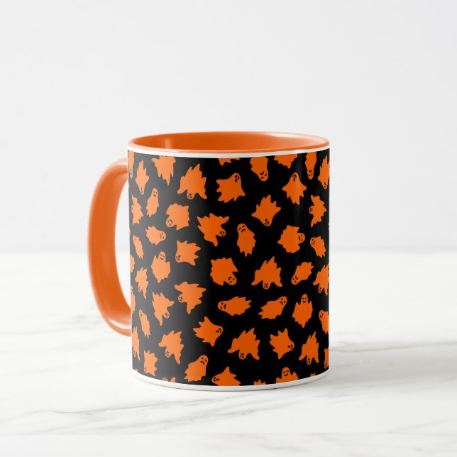 Caneca Orange Ghost Elegant Vintage Halloween (Frente Esquerda)