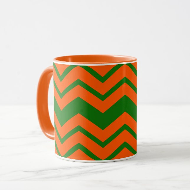 Caneca Orange Green Chevron Zigzag Design  (Frente Esquerda)