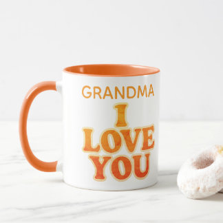 Caneca Orange I Love You Retro Font Custom Name 