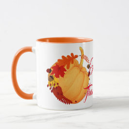 Caneca Orange Pumpkin Fall Maple Foliage Graças Divertido