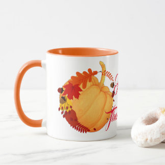 Caneca Orange Pumpkin Fall Maple Foliage Graças Divertido