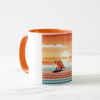 Caneca Orange Sunset Beach Mug - Vibrant Coastal Design