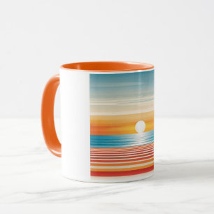 Caneca Orange Sunset Beach Mug - Vibrant Coastal Design