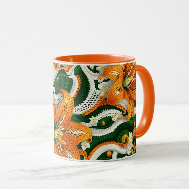 Caneca Orange Tiger Lily Crochet (Frente Esquerda)