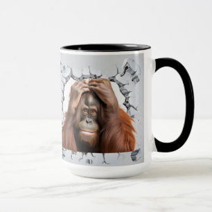 Caneca orangotango preso numa parede