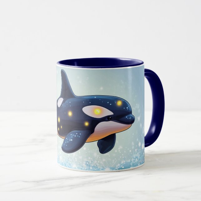 Caneca Orca Estilo Cartoon vibrante Colorido Fofo (Frente Esquerda)
