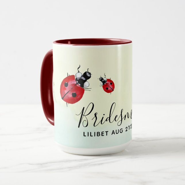 Caneca Orçamento Bridesmaid Bridal Party Gifs LADYBUGS (Frente Esquerda)