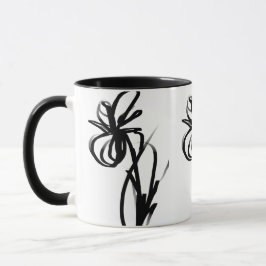 Caneca Orchid Blanc: Abstrato branco e preto