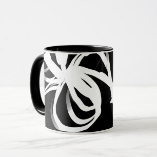 Caneca Orchid Noir: Abstrato preto e branco