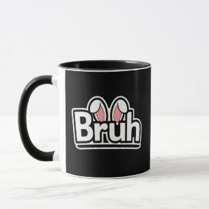 Caneca Orelhas de Coelho Bruh Gráfico de Meme Fofo