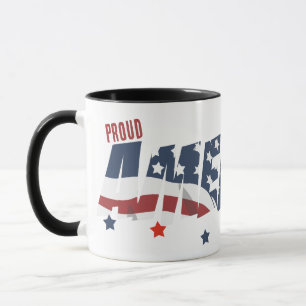 Caneca Orgulho americano de fontes angustiadas e bandeira
