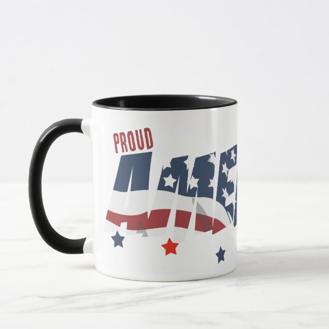 Caneca Orgulho americano de fontes angustiadas e bandeira