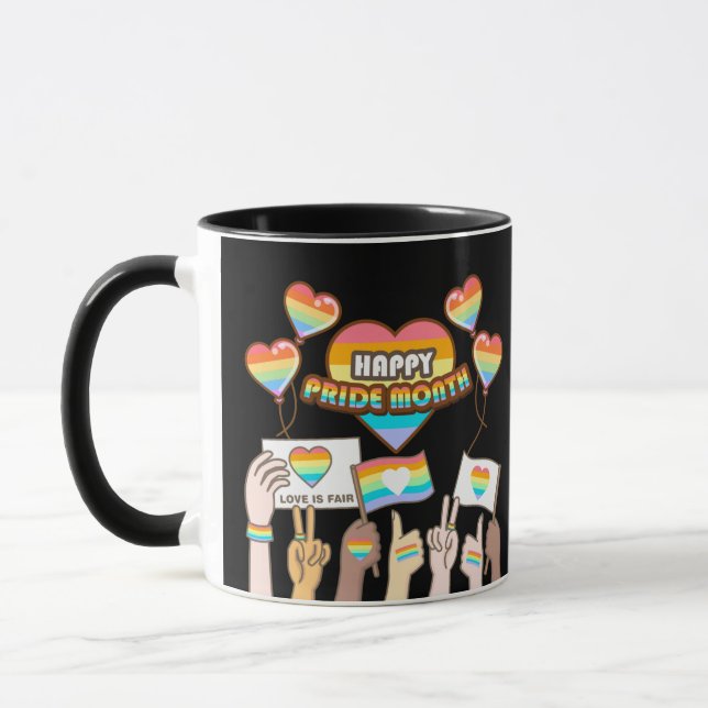 Caneca Orgulho amor. O amor é justo. Mês do orgulho.      (Esquerda)