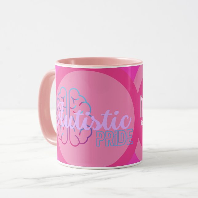 Caneca Orgulho Autista Cérebro Moderno Mug de Café (Frente Esquerda)