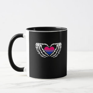 Caneca Orgulho Bissexual Skeleton Halloween Bi Gótico Hea