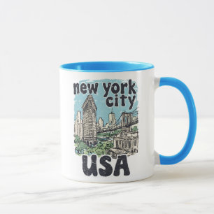 Caneca Orgulho da Cidade de Nova York Cool Skyline Fofo