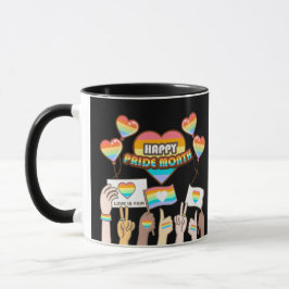 Caneca Orgulho de amor. O amor é justo. Mês do orgulho.
