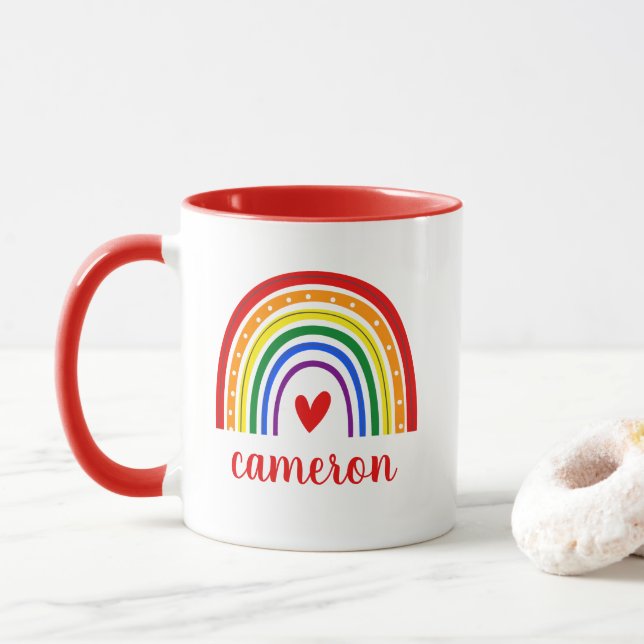 Caneca Orgulho gay Rainbow Personalizado (Com Donut)