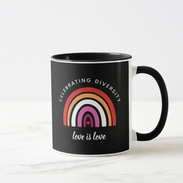 Caneca Orgulho Lésbico Celebrando a Diversidade O Amor é  (Direita)