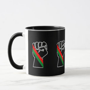 Caneca orgulho negro vermelho punho verde pano-africano