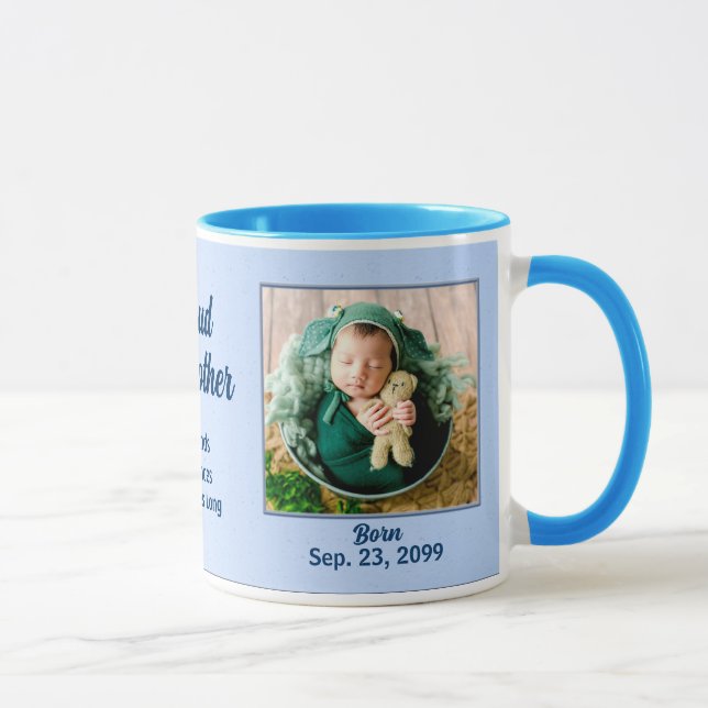 Caneca Orgulhosa Madrinha Azul Novo Bebê com Foto (Direita)