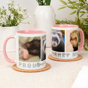 Caneca Orgulhosa Mãe de Furão Colagem Personalizada de 3