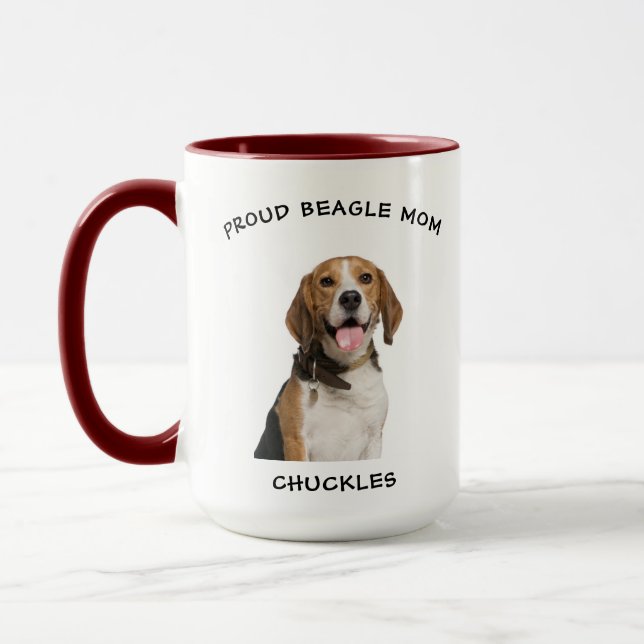 Caneca Orgulhoso Beagle Mãe Personalizada Pet Dog (Esquerda)
