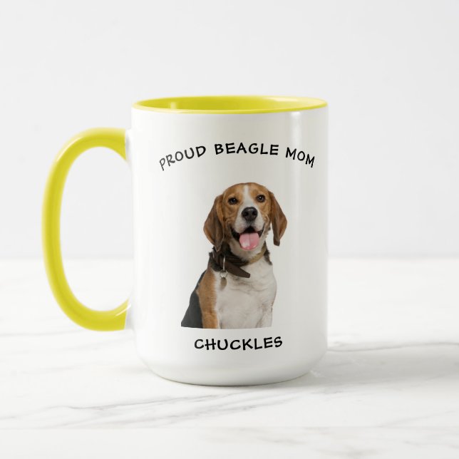 Caneca Orgulhoso Beagle Mãe Personalizada Pet Dog Foto (Esquerda)