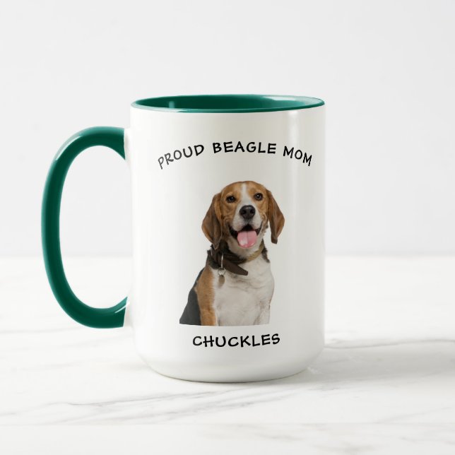Caneca Orgulhoso Beagle Mãe Personalizada Pet Dog Foto (Esquerda)