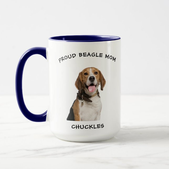 Caneca Orgulhoso Beagle Mãe Personalizada Pet Dog Foto (Esquerda)