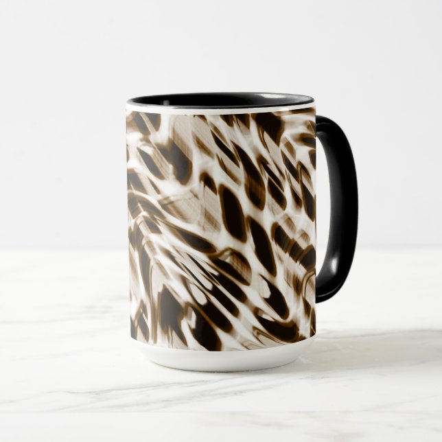 Caneca Orifícios castanhos em movimento, escuros e esbran (Frente Esquerda)