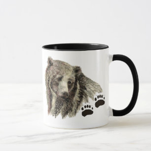 Caneca Original Watercolor Grizzly Bear Natureza Animal