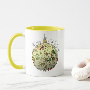 Caneca Ornament MUG, moderno Elegante Dourado de Natal