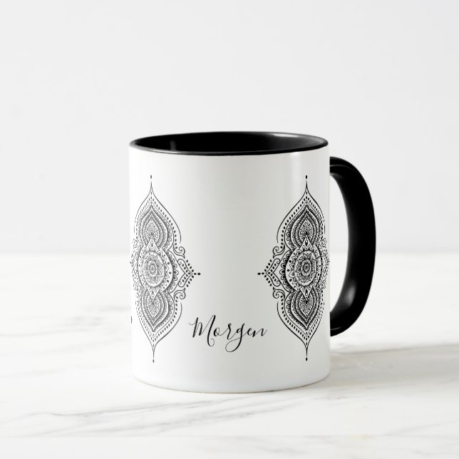 Caneca Ornamentado Black Paisley Mandala (Frente Esquerda)