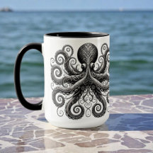 Ornamentado de Octopus Kraken Steampunk Black