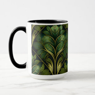 CANECA ORNAMENTADO ESCURO VERDE E PADRÃO DE DECO DE ARTE