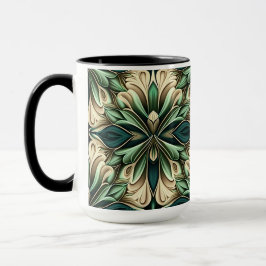 CANECA ORNAMENTADO ESCURO VERDE E PADRÃO DE DECO DE ARTE 