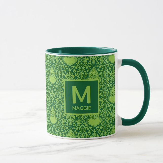 Caneca Ornamentado Verde | Adicione seu nome & inicial (Direita)