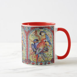 Caneca Ornamentado Vermelho Escarlet Hyacinth Blue Macaw