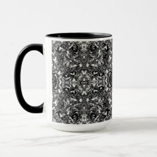CANECA ORNAMENTAL BARÓQUICA MODERNA PRETA E BRANCA